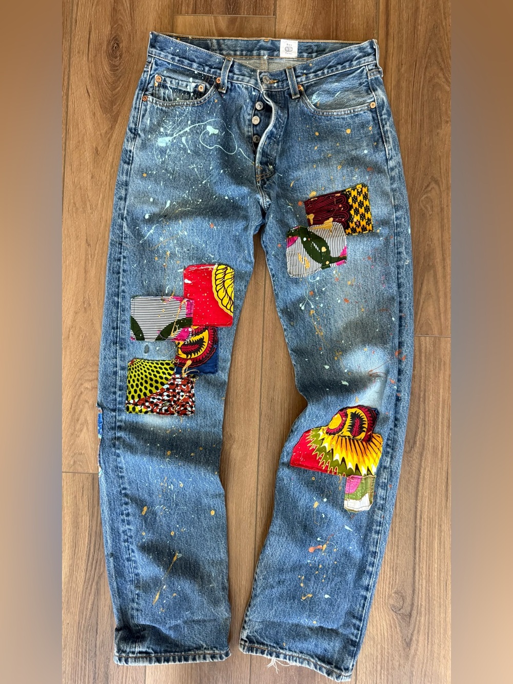 Res Ipsa Levis 501xx Button Fly USA Patchwork Paint Splatter Jeans Mens 32x33